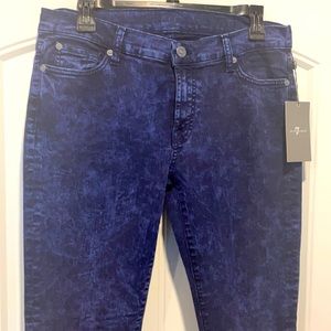7 for all mankind skinny dark blue acids wash jeans.
